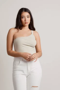 Tobi Iggy One Shoulder Top - Beige