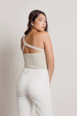 Tobi Iggy One Shoulder Top - Beige