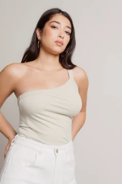 Tobi Iggy One Shoulder Top - Beige
