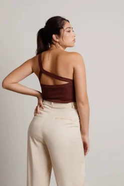 Tobi Iggy One Shoulder Top - Beige
