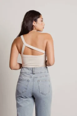 Tobi Iggy One Shoulder Top - Beige