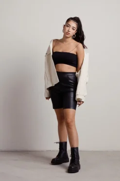 Tobi In A Stitch Faux Leather Shorts -