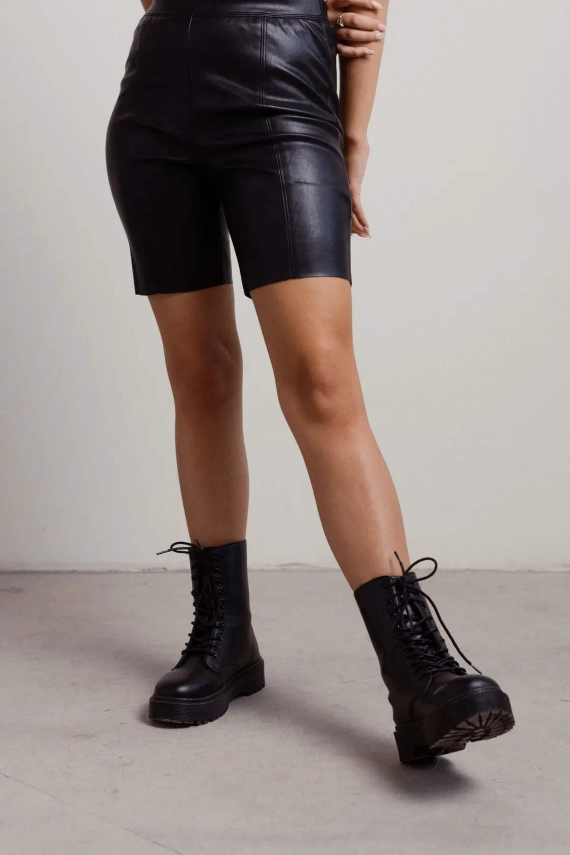 Tobi In A Stitch Faux Leather Shorts -
