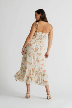 Tobi In Bloom Floral Ruffle Midi Dress -