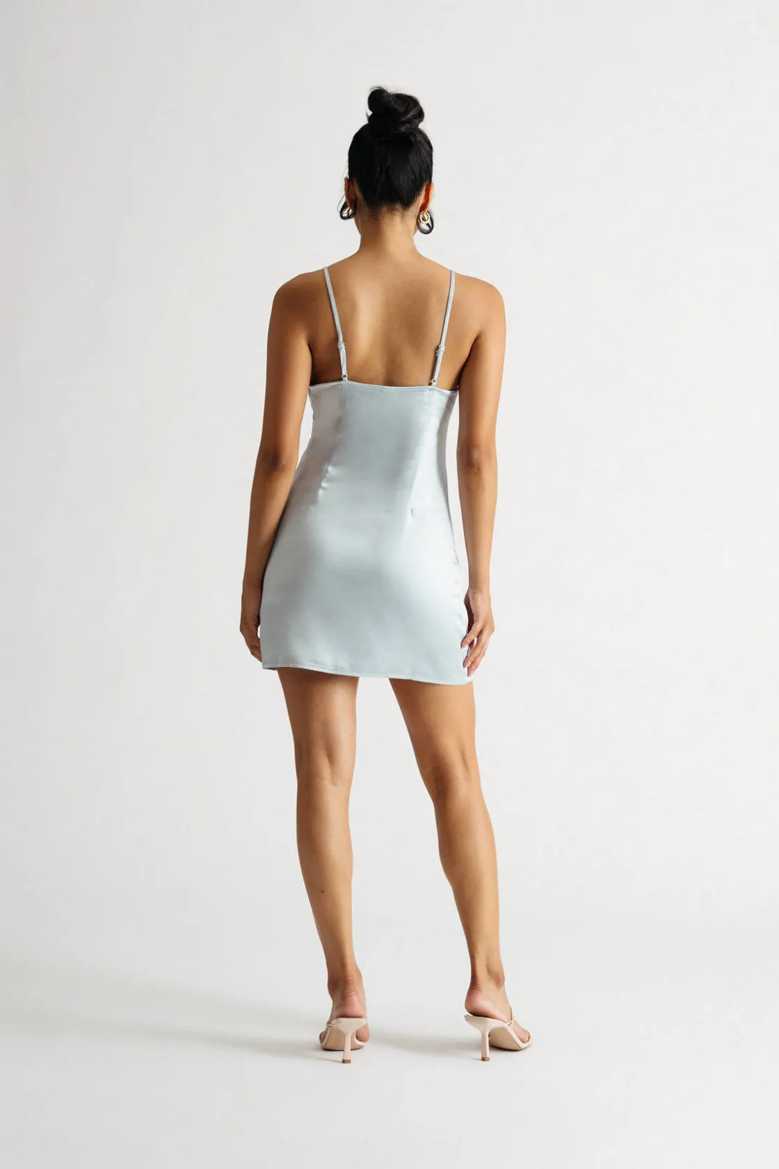 Tobi In Depth Satin Front Tie Mini Dress - Green