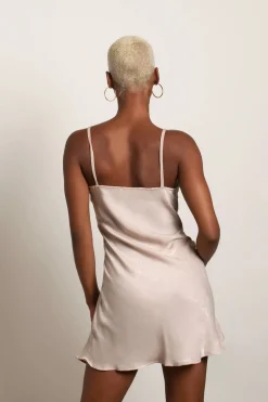 Tobi In My Element Ruched Bust Skater Mini Dress - Beige