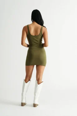 Tobi Instant Confidence Tank Bodycon Mini Dress - Olive
