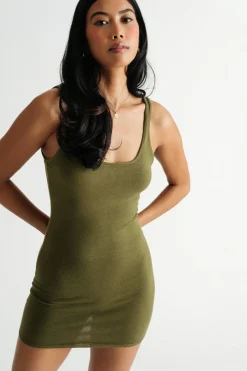 Tobi Instant Confidence Tank Bodycon Mini Dress - Olive
