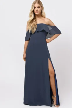 Tobi Into You Off The Shoulder High Slit Maxi Dress - Mauve