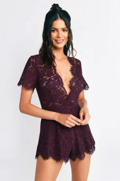 Tobi Isabel Lace Romper - Mauve