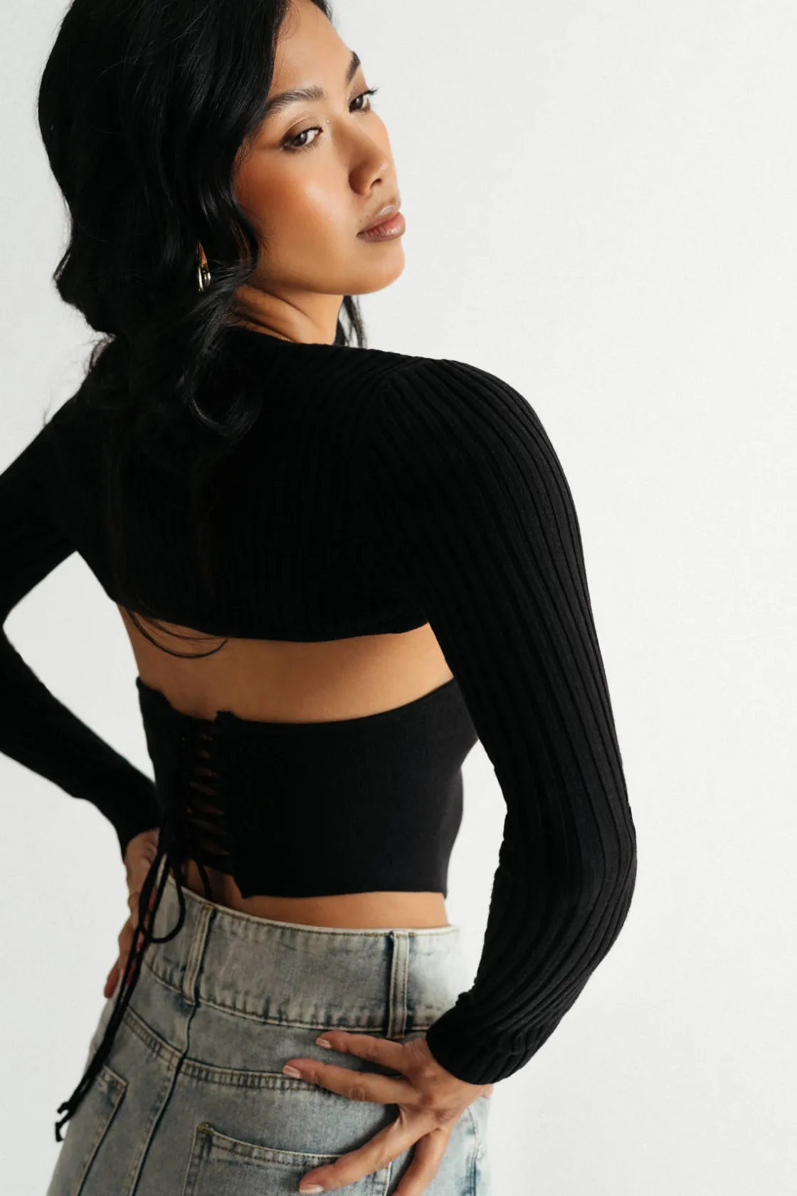 Tobi Isabella Knit Corset Top And Bolero Shrug Set