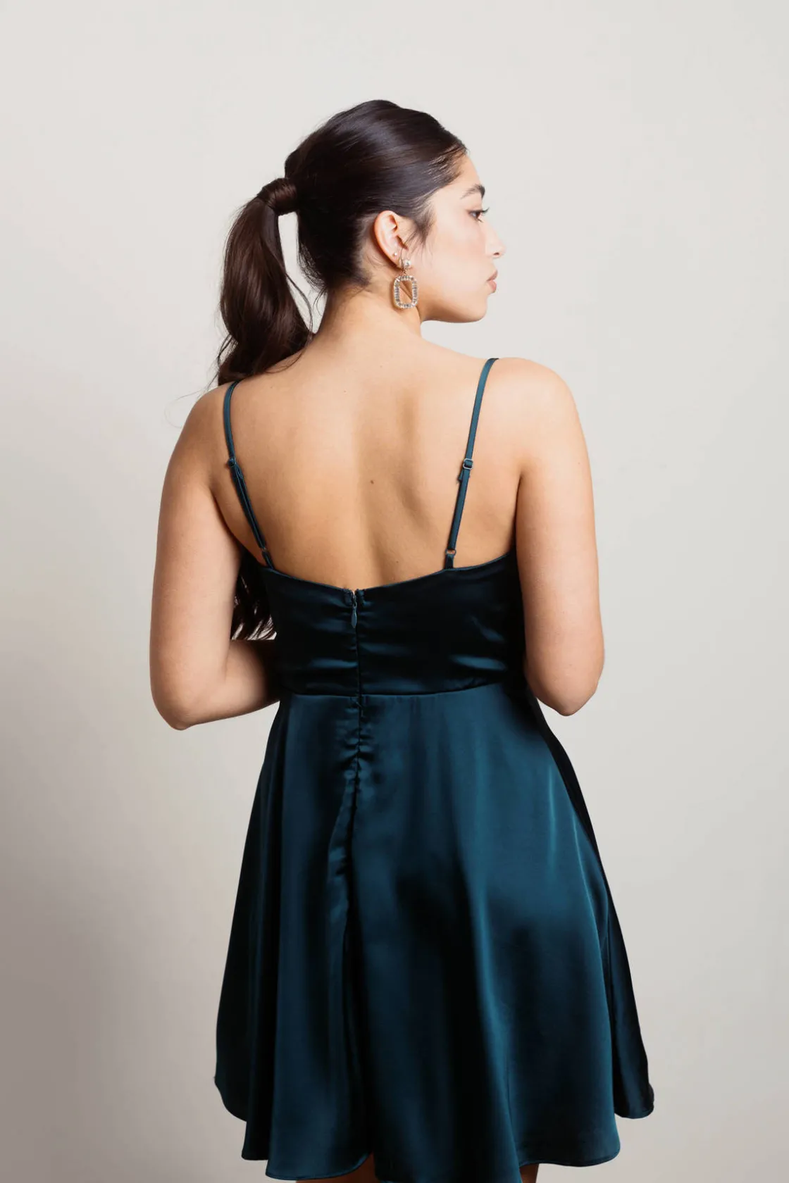 Tobi Isabelle Cowl Neck Skater Mini Dress - Blush