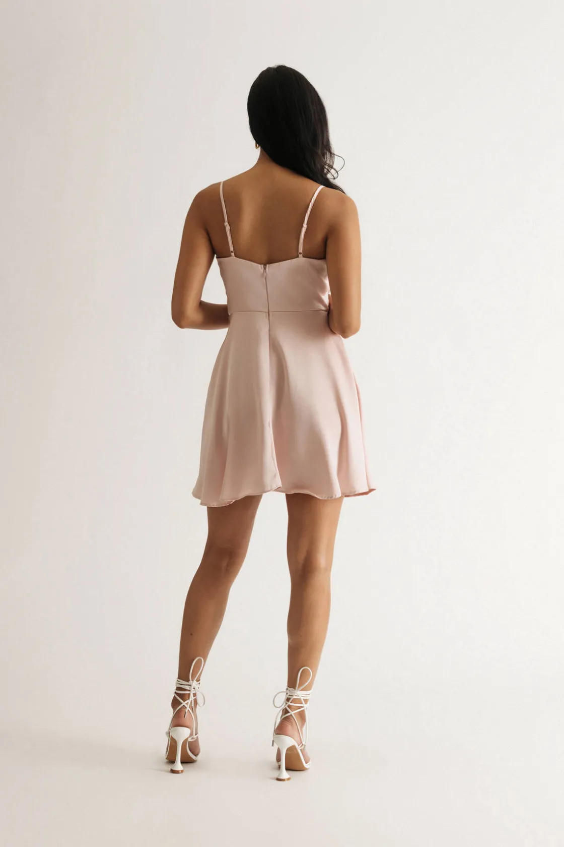 Tobi Isabelle Cowl Neck Skater Mini Dress - Blush