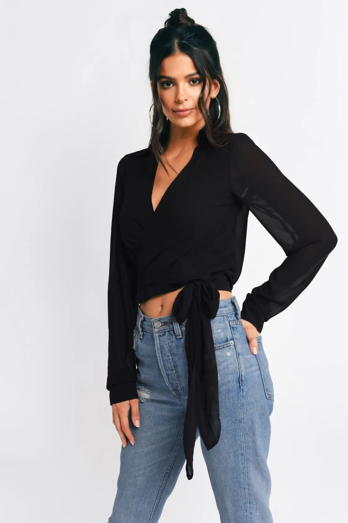 Tobi It's A Tie Plunging Blouse - Emerald