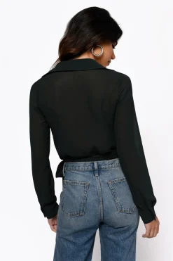 Tobi It's A Tie Plunging Blouse - Emerald