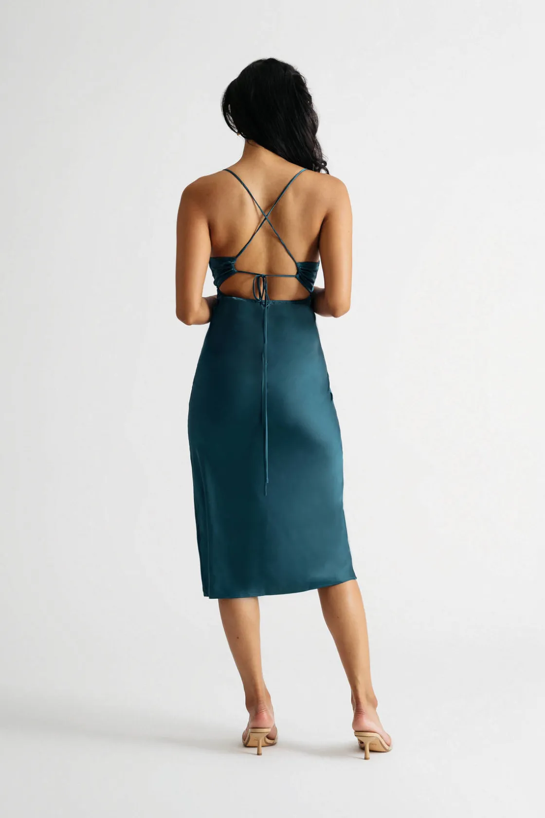 Tobi Ivanna Cutout Cross Back Midi Dress - Red