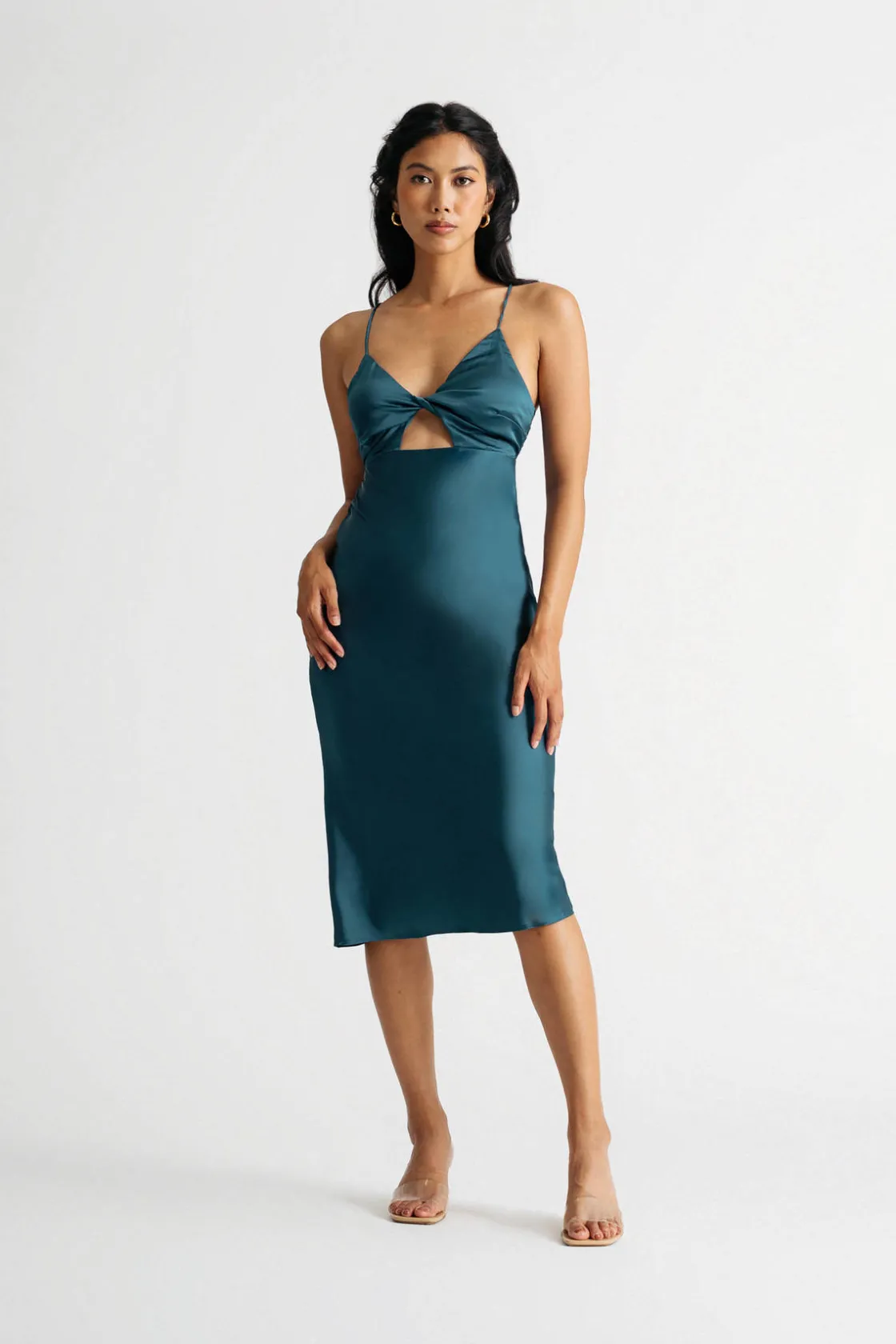 Tobi Ivanna Cutout Cross Back Midi Dress - Red