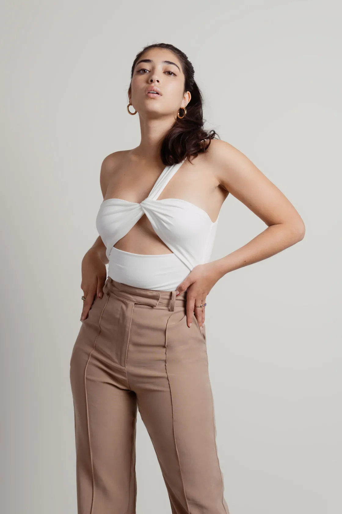 Tobi Izabella One Shoulder Bodysuit - Ivory