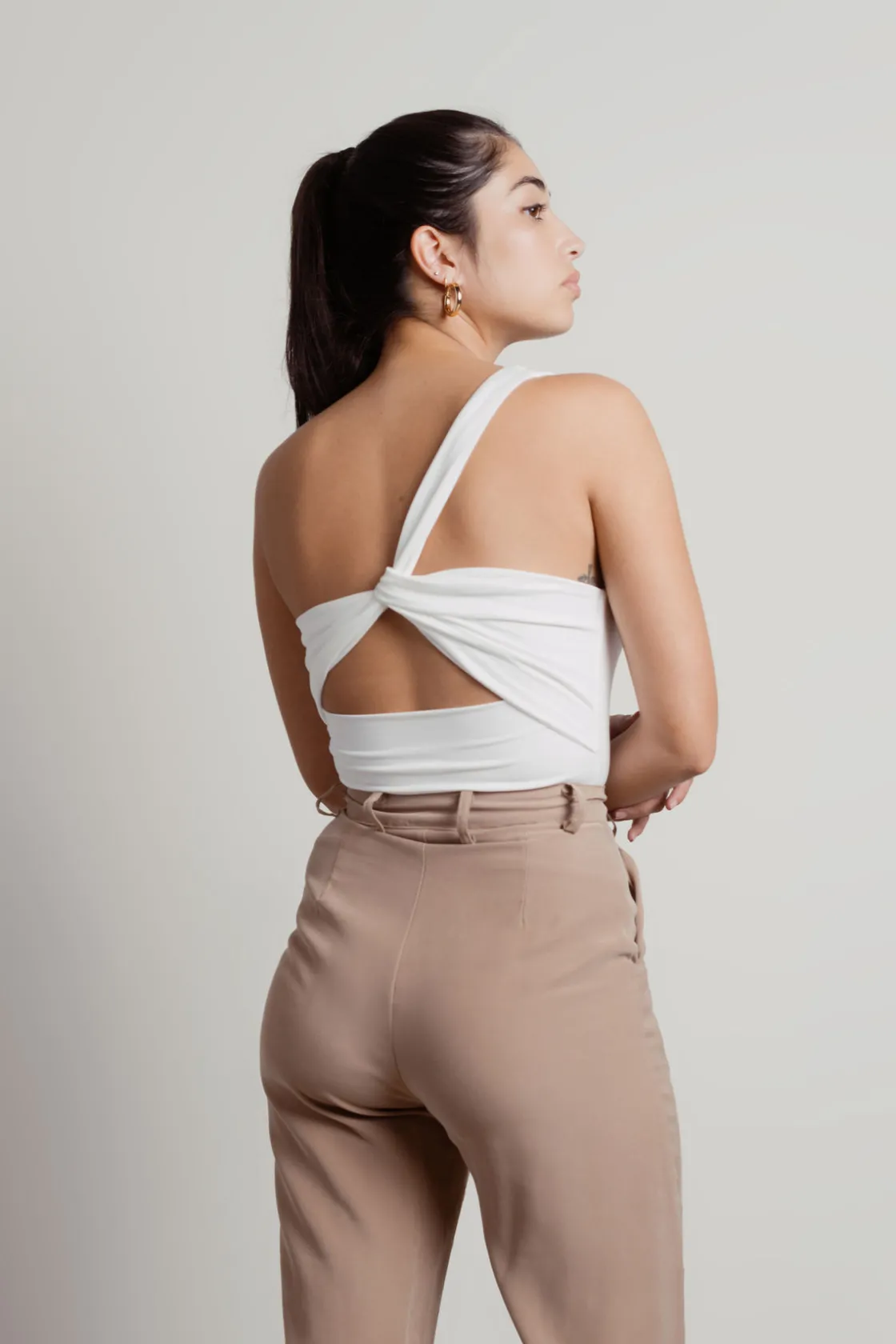 Tobi Izabella One Shoulder Bodysuit - Ivory
