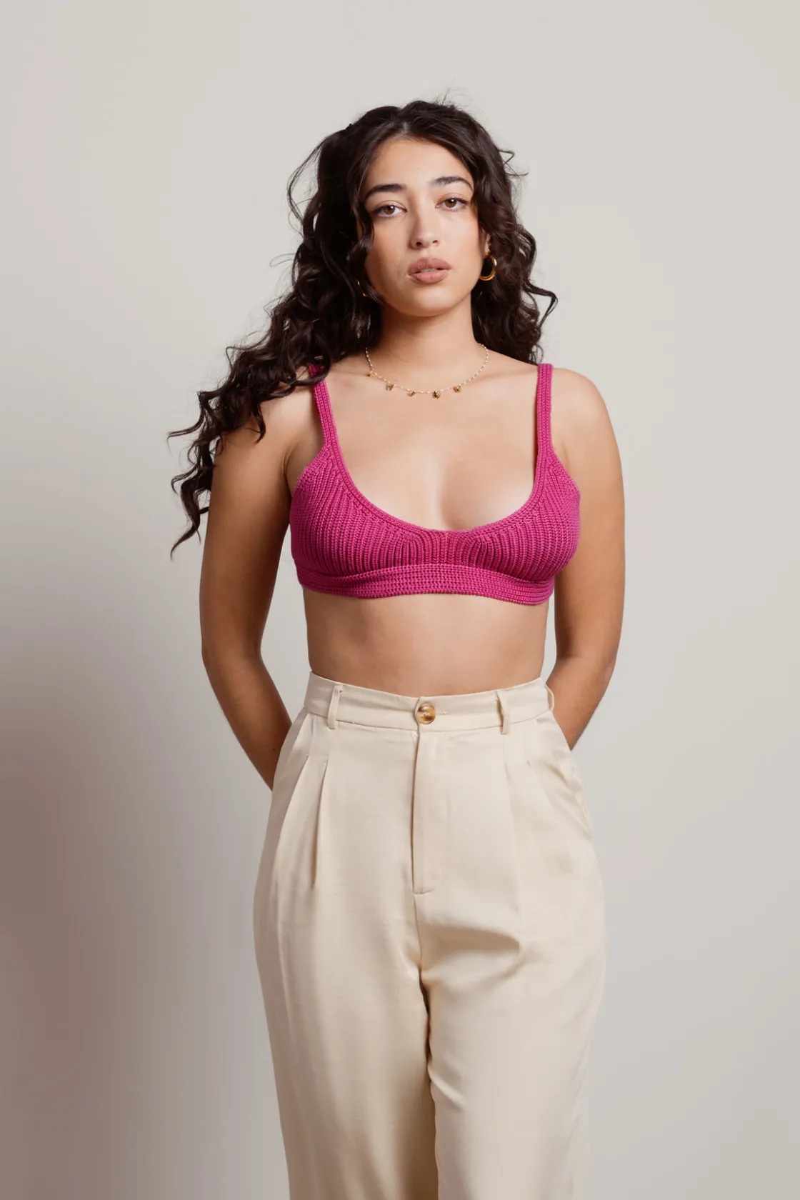 Tobi Jaded Crop Top - Tan