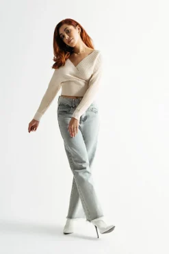 Tobi Jaida Surplice Sweater - Cream