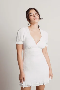 Tobi Janus V-Neck Smocked Bodycon Dress