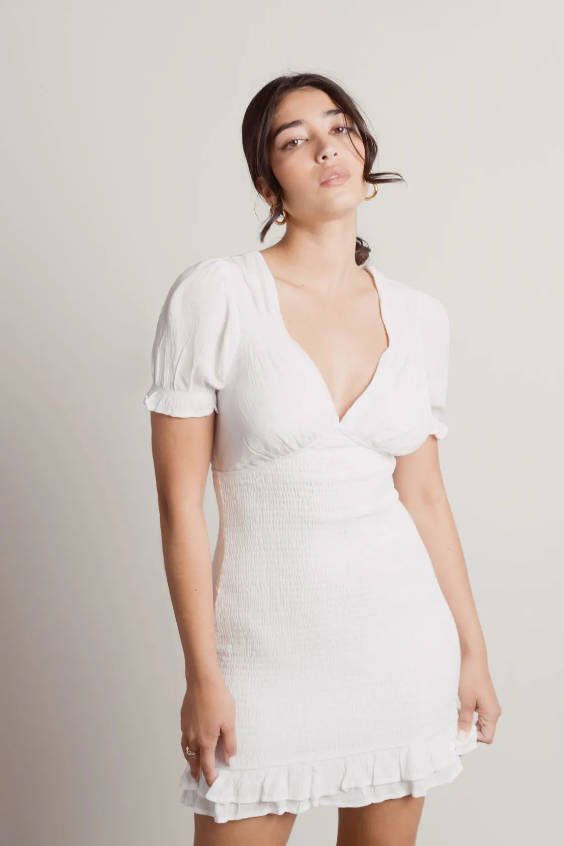 Tobi Janus V-Neck Smocked Bodycon Dress