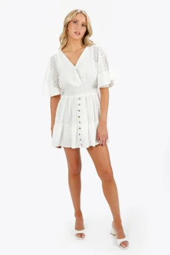 Tobi Jayanne Lace Flutter Sleeve Mini Dress -