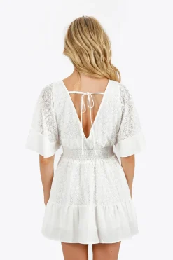 Tobi Jayanne Lace Flutter Sleeve Mini Dress -