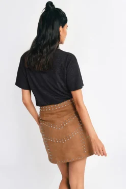 Tobi Jeannette Studded Mini Skirt - Olive