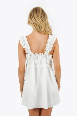 Tobi Jemille Pleated Babydoll Mini Dress - Misty Blue