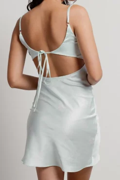 Tobi Jeni Back Tie Printed Satin Mini Dress