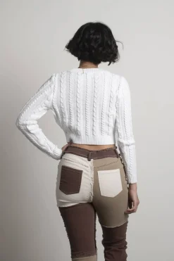 Tobi Jessenia Cable Knit Sweater - White
