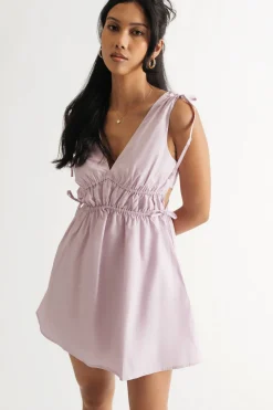 Tobi Jessie White Poplin Side Cutout Skater Dress
