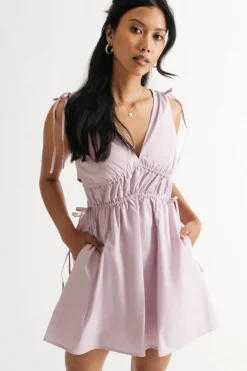 Tobi Jessie White Poplin Side Cutout Skater Dress