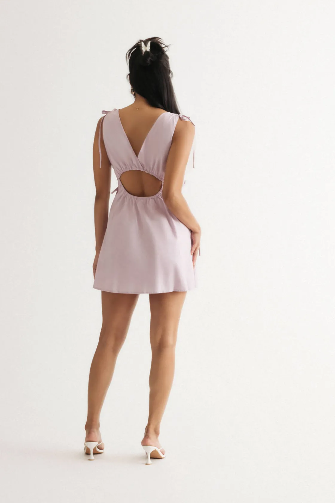 Tobi Jessie White Poplin Side Cutout Skater Dress