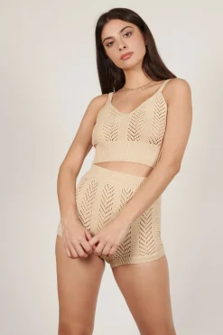 Tobi Jill Crochet Crop Top And Short Set -