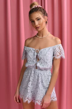 Tobi Julie Off The Shoulder Romper - Blue