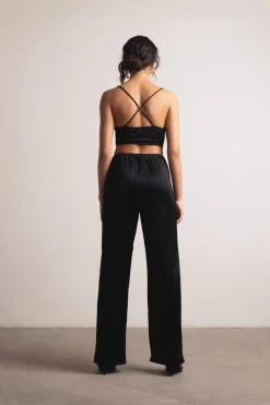 Tobi Juliette Satin Cowl Neck Cut Out Jumpsuit