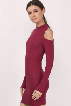 Tobi Juliette Ribbed Cold Shoulder Mini Dress -