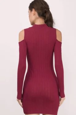 Tobi Juliette Ribbed Cold Shoulder Mini Dress -