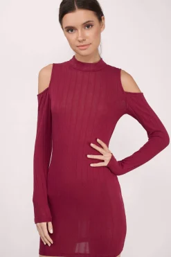 Tobi Juliette Ribbed Cold Shoulder Mini Dress -