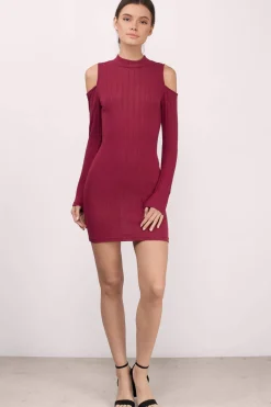 Tobi Juliette Ribbed Cold Shoulder Mini Dress -