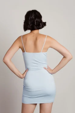 Tobi Just A Small Thing Exposed Stitch Bodycon Mini Dress - Gray