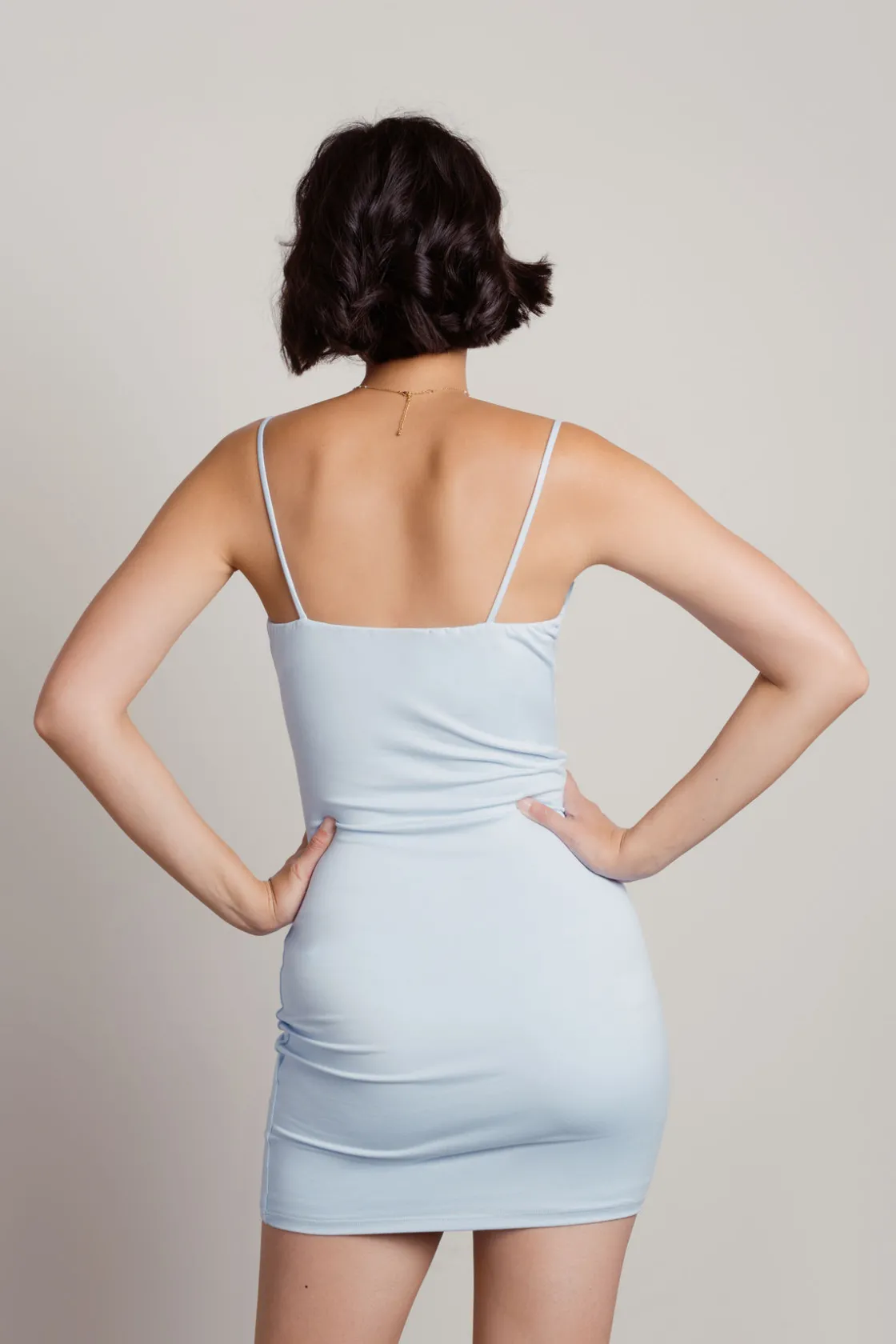Tobi Just A Small Thing Exposed Stitch Bodycon Mini Dress - Gray