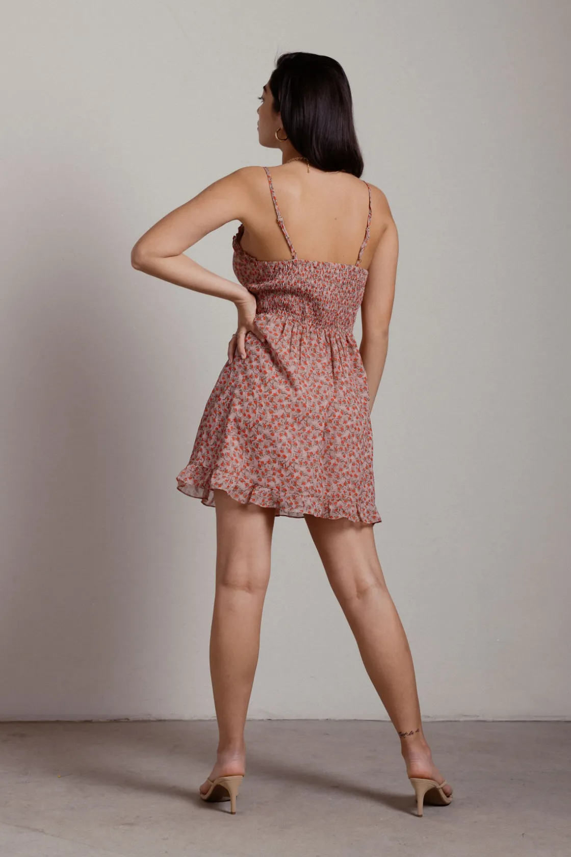 Tobi Just Like The Movies Floral Ruffle Mini Dress - Mustard Starlight