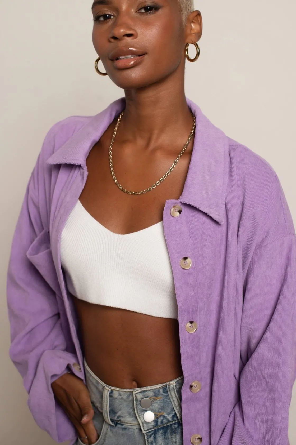 Tobi Just Listen Oversized Shacket - Lavender