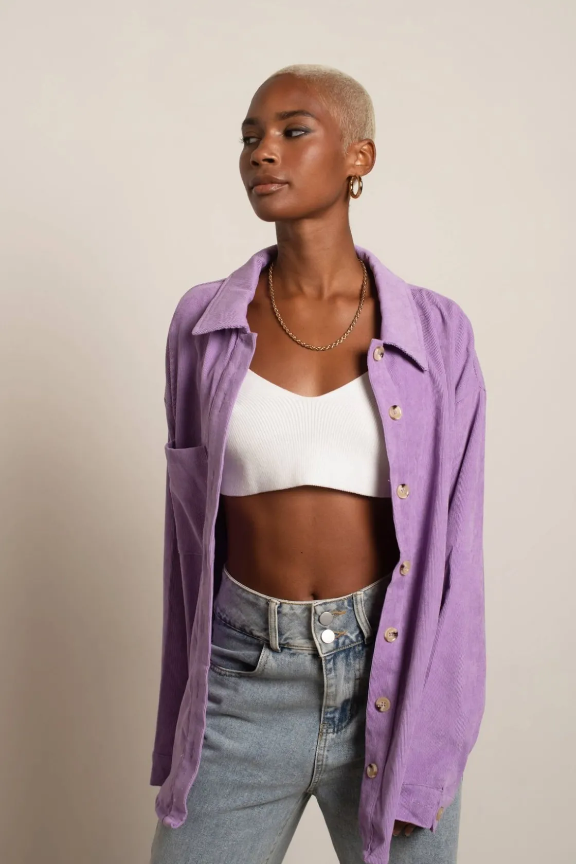 Tobi Just Listen Oversized Shacket - Lavender