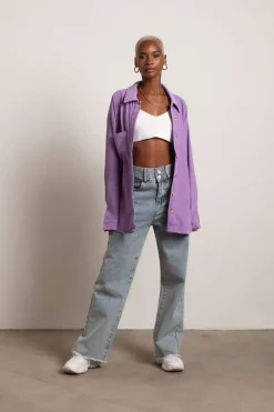 Tobi Just Listen Oversized Shacket - Lavender