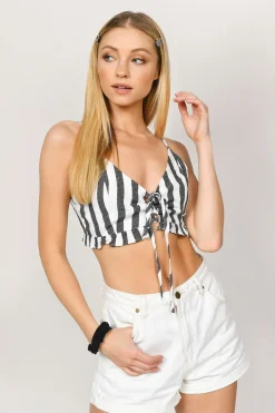 Tobi Just Right Lace Up Top - Blue